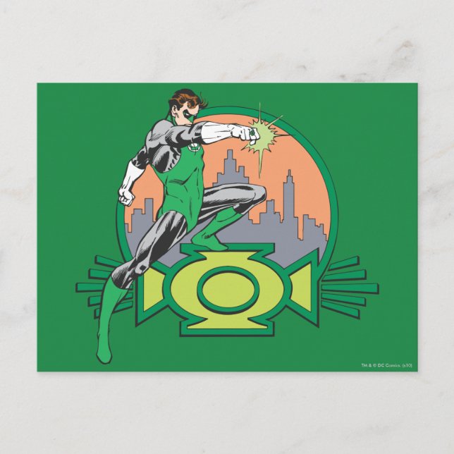 Cartão Postal Lanterna Verde Fundo e Logotipo (Frente)