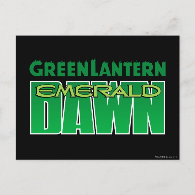 Cartão Postal Lanterna verde - logotipo esmeralda do alvorecer (Frente)