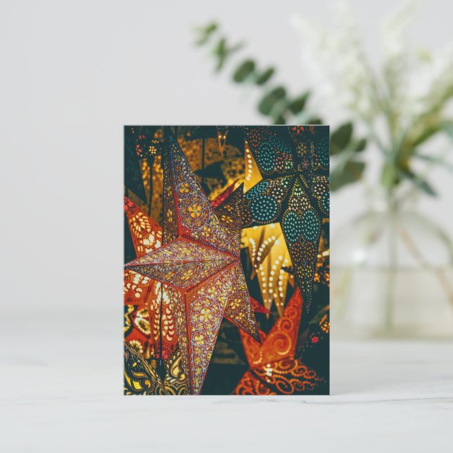 Cartão Postal Lanternas Estrelas (Em pé/Frente)
