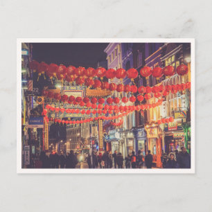 Cartão Postal Lanternas Vermelhas da China Town de Londres à Noi