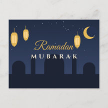 Lanterns do Ramadan Mubarak Azul Marinho Dourado C