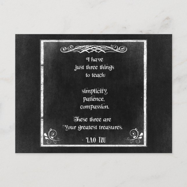 Cartão Postal Lao Tzu Citação Inspiracional em um Design de Chal (Frente)