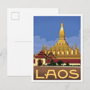 Cartão Postal Laos Arte Vintage Viagens