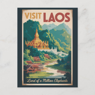 Cartão Postal Laos Pha That Luang Illustration Travel Art
