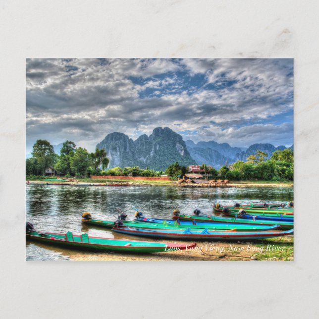Cartão Postal Laos, Vang Vieng, Nam Song (Frente)