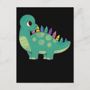 Cartão Postal Lápis Dinossauros Meninas Pré-Escolas Dino Criança