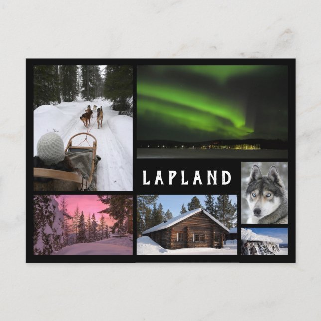 Cartão Postal Lapland invernal paisagens negras colagem de quadr (Frente)