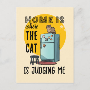 Cartão Postal Lar é Onde o Gato Está Me Julgando