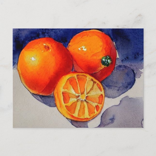 Cartão Postal Laranja aquarela (Frente)