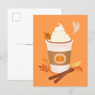 Cartão Postal Laranja de Café com Tempero de Abóbo