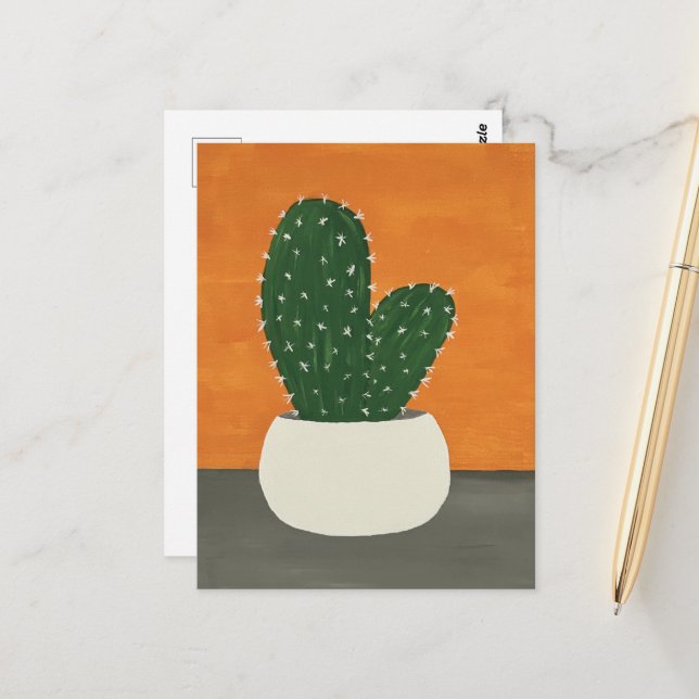 Cartão Postal Laranja e Cinza Acrílico Potente (Frente/Verso In Situ)