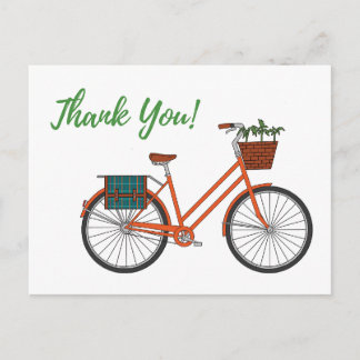 Cartão Postal Laranja Jardim Bike Obrigado