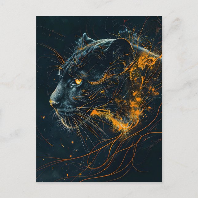 Cartão Postal Laranja Neon Black Panther Light (Frente)