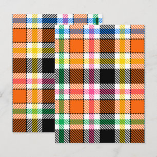 Cartão Postal Laranja Preto Xadrez de Flanela Multicolorida