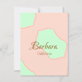 Cartão Postal Laranja verde pastel boho adicionar nome lugar rús