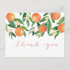 Cartão Postal Laranjas de Aquarelas Citrus fruta flor obrigado v