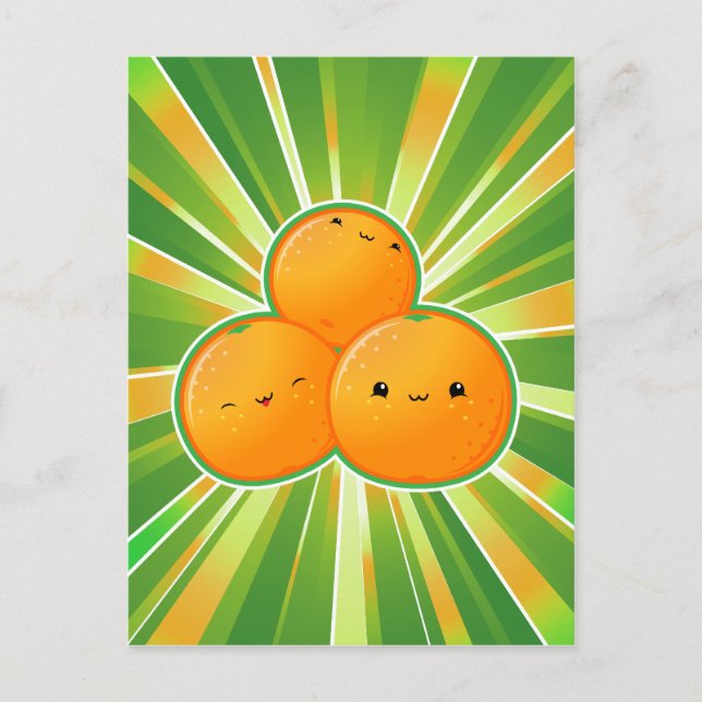 Cartão Postal Laranjas de Kawaii (Frente)