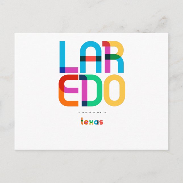 Cartão Postal Laredo Texas Meio século, Pop Art, (Frente)
