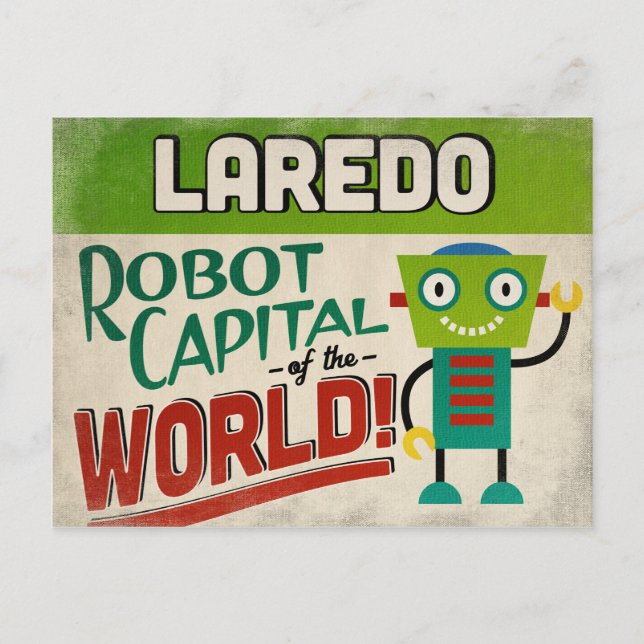 Cartão Postal Laredo Texas Robot - Engraçado Vintage (Frente)