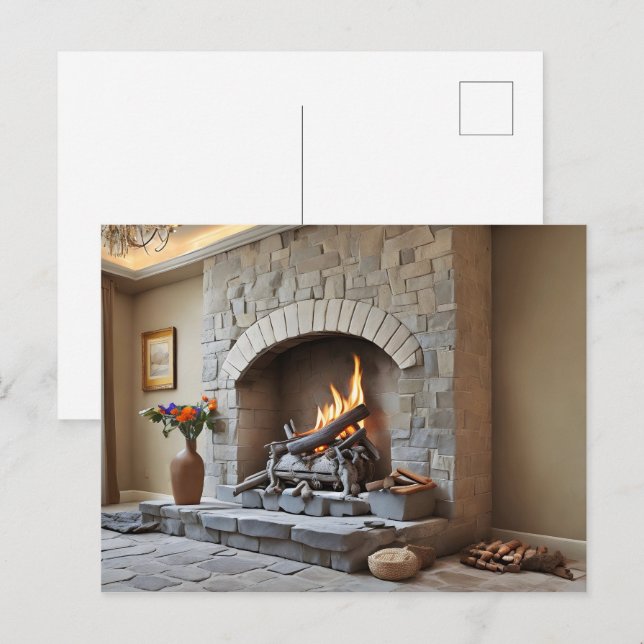 Cartão Postal Lareira em casa (Frente/Verso)
