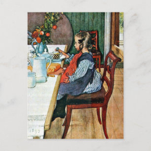 Cartão Postal Larsson: Café da manhã de uma riser atrasada