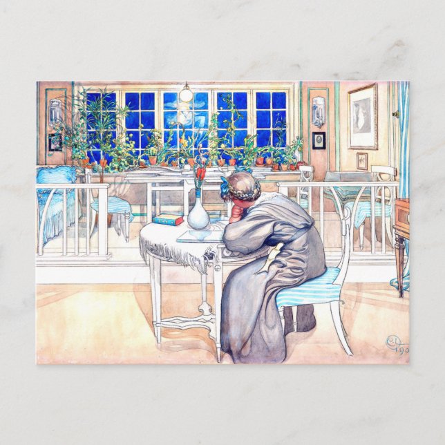 Cartão Postal Larsson - Na véspera da viagem à Inglaterra (Frente)