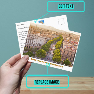 Cartão Postal Las Ramblas Barcelona Espanha Moderna