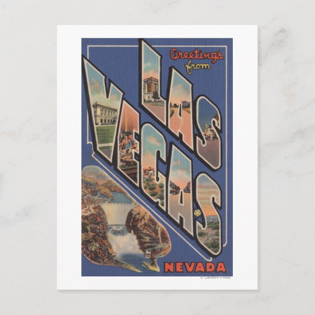 Cartão Postal Las Vegas, Nevada - Grandes Cenas de Letra (Frente)