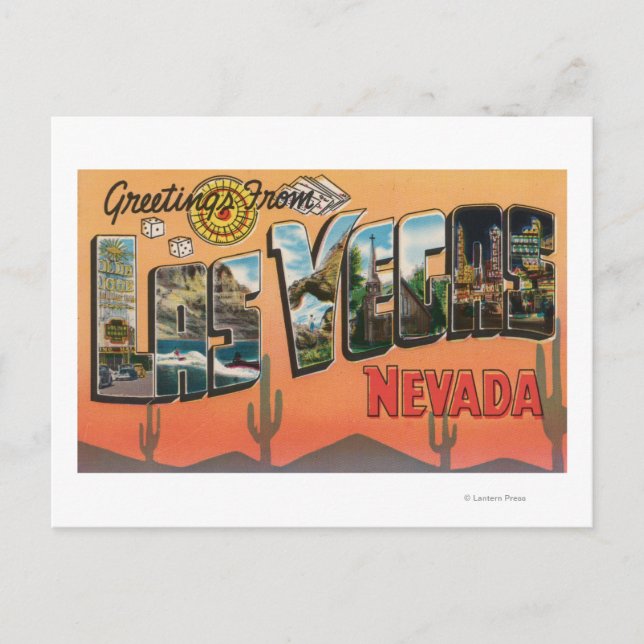 Cartão Postal Las Vegas, Nevada - Grandes Cenas de Letra (Frente)