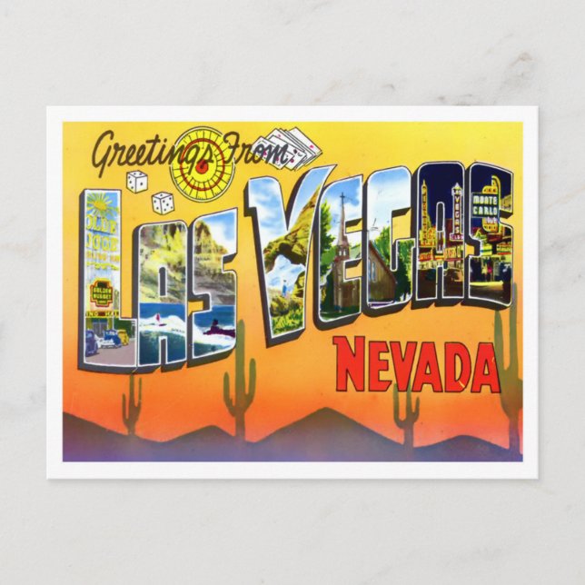 Cartão postal Las Vegas, Nevada Vintage Big Letter (Frente)