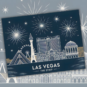 Cartão Postal Las Vegas Strip Nevada Skyline Line Art Cityscape