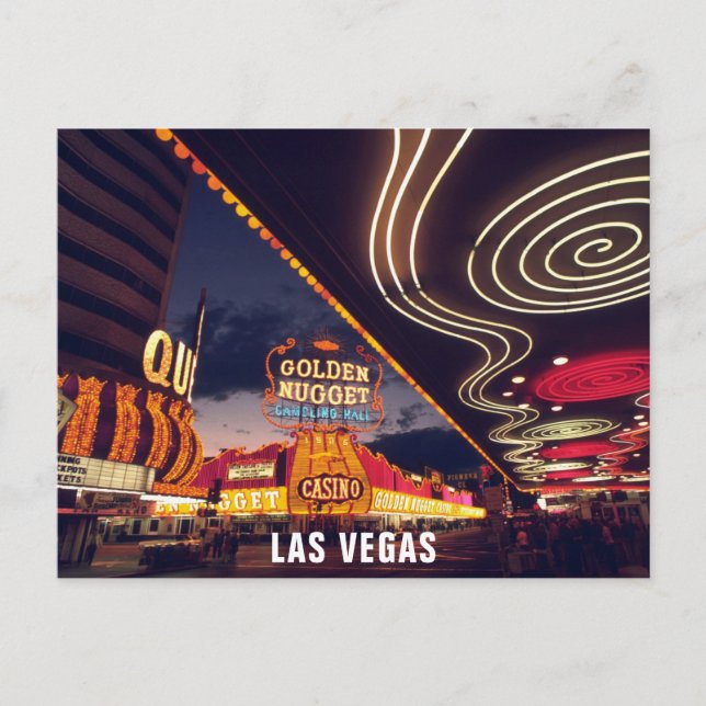 Cartão Postal Las Vegas Strip no Night Casino Neon Lights (Frente)