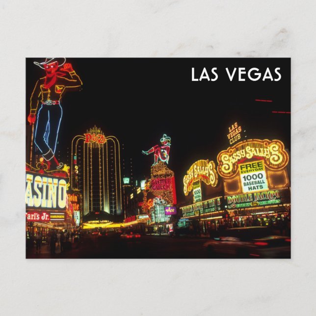 Cartão Postal Las Vegas Strip no Night Casino Neon Lights (Frente)