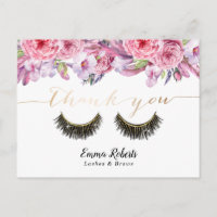 Lashes Makeup Artista Elegante Floral Obrigado