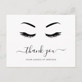 Cartão Postal Lashes Minimalista Negro Elegante Obrigado