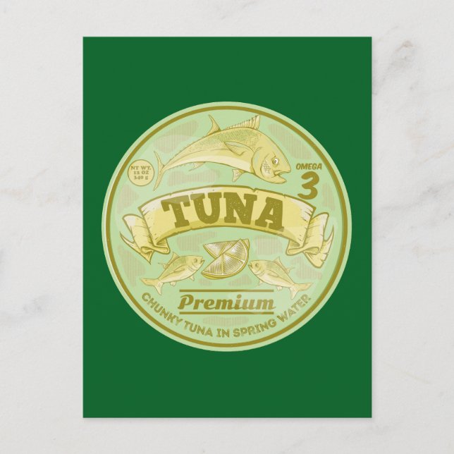 Cartão Postal Lata de atum arte pop peixe enlatado (Frente)