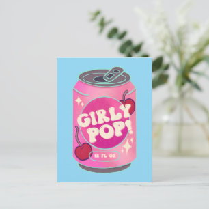 Cartão Postal Lata de Refrigerante Rosa Cereja Girly Pop Rosa