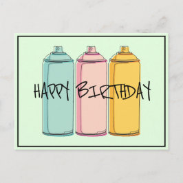 Cartão Postal Latas de Spray para Pintura - Feliz Aniversário