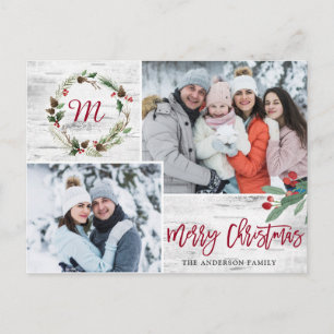 Cartão Postal Latido de Natal Holly PHOTO Birch