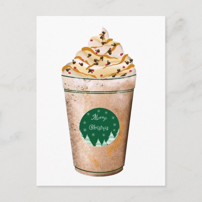 Cartão Postal Latte Natalício com Canelado de Caramelo (Frente)