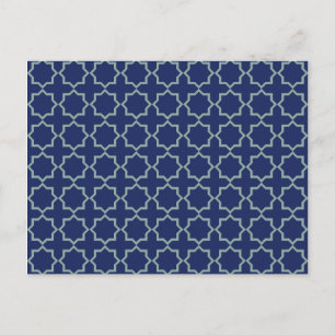 Cartão Postal Lattice marroquina árabe em azul-meia-noite