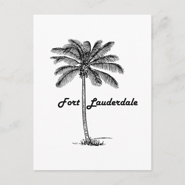 Cartão Postal Lauderdale e design de Palm do Forte Negro e Branc (Frente)