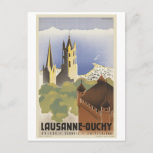 Cartão Postal Lausanne Ouchy Suiça Vintage Europa