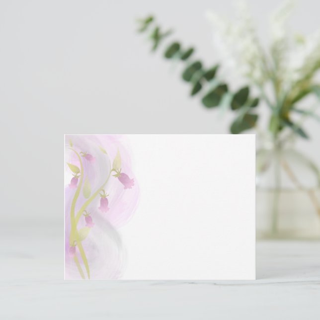 Cartão Postal Lavagem de Aquarela Rosa Pálida (Em pé/Frente)