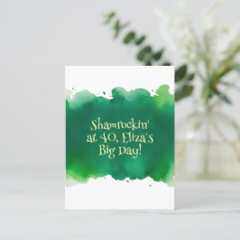 Cartão Postal lavagem de aquarela verde dia de são patrício aniv