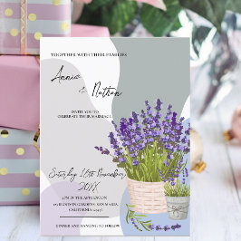 Cartão Postal Lavanda de aquarela cai em um Casamento de cesta