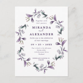 Cartão Postal Lavanda floral casado de wreath