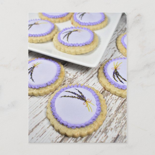 Cartão Postal Lavanda Fotografia comida Cookies Atalhos (Frente)