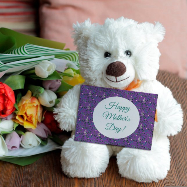 Cartão Postal lavanda verde-aquarela do padrão do dia de as mães (Criador carregado)