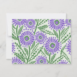 Cartão Postal Lavanda Verde e Impressão de Bloco Branco